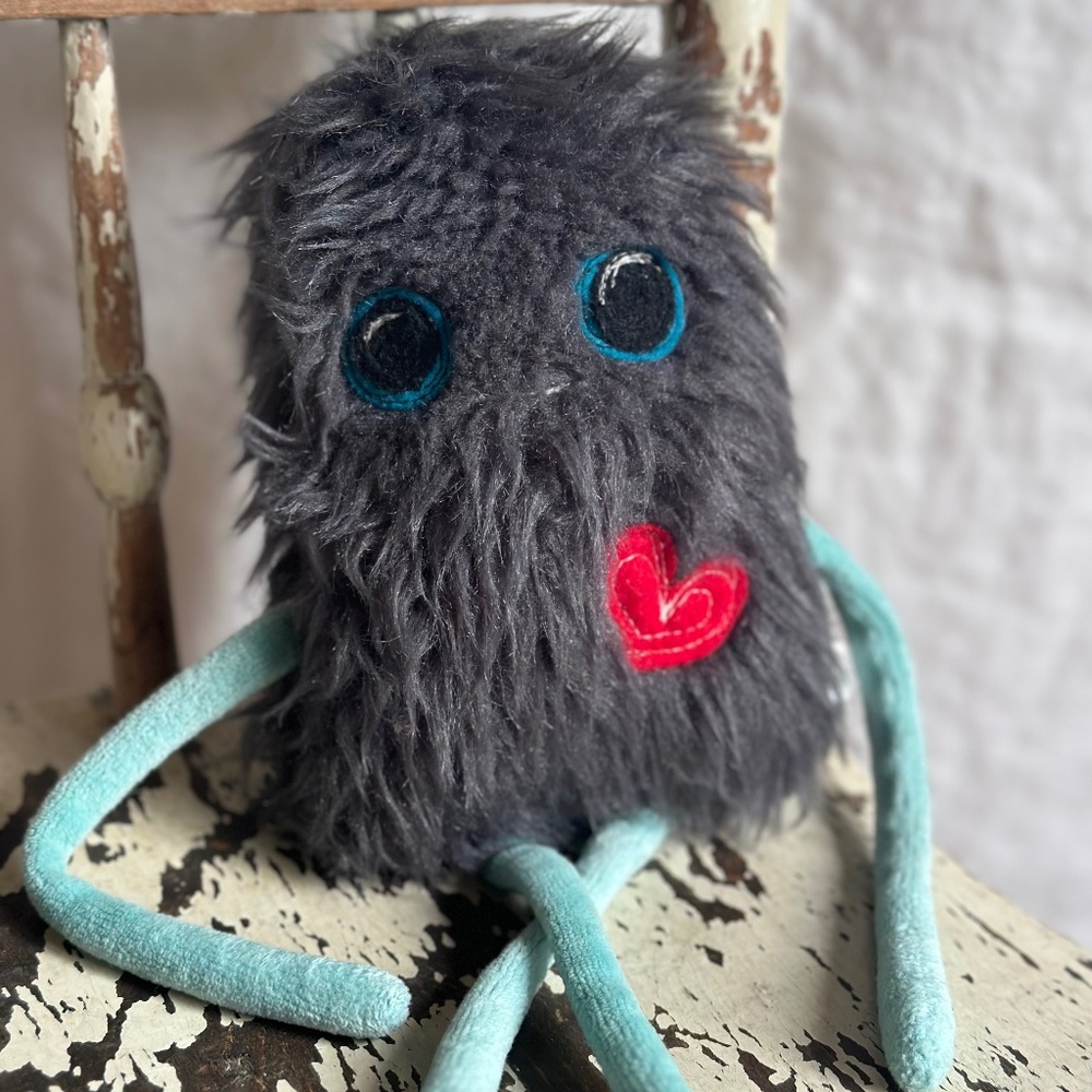 MONSTER DOLL Charcoal Fun Fur The Wrestler and The Needle Handmade